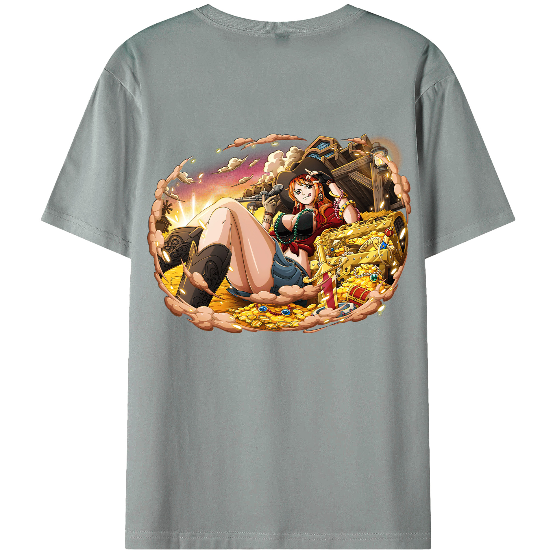 （画像用） ワンピース ナミ ONE PIECE Nami 綿100％ メンズ半袖Tシャツ（バックプリント） 通気性